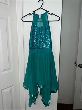 NWT Teal Sequin Halter Dress